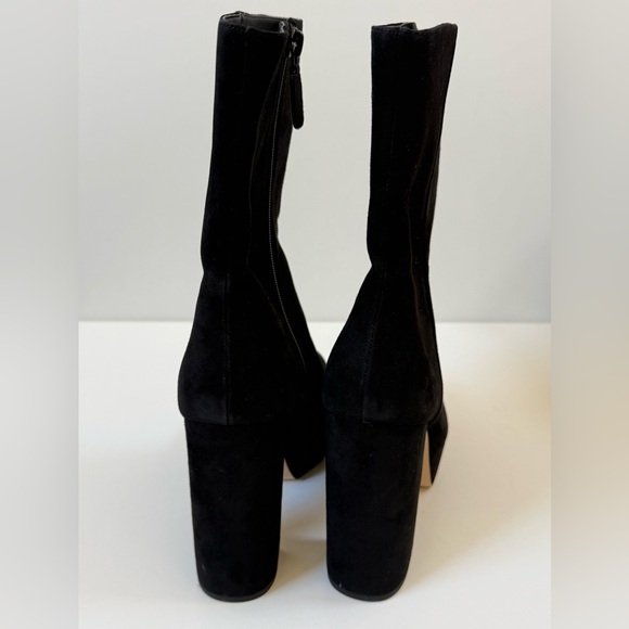 Stuart Weitzman Black Suede Block Heel Ankle Boots Size 10 (New w/o box) - Picture 4 of 12
